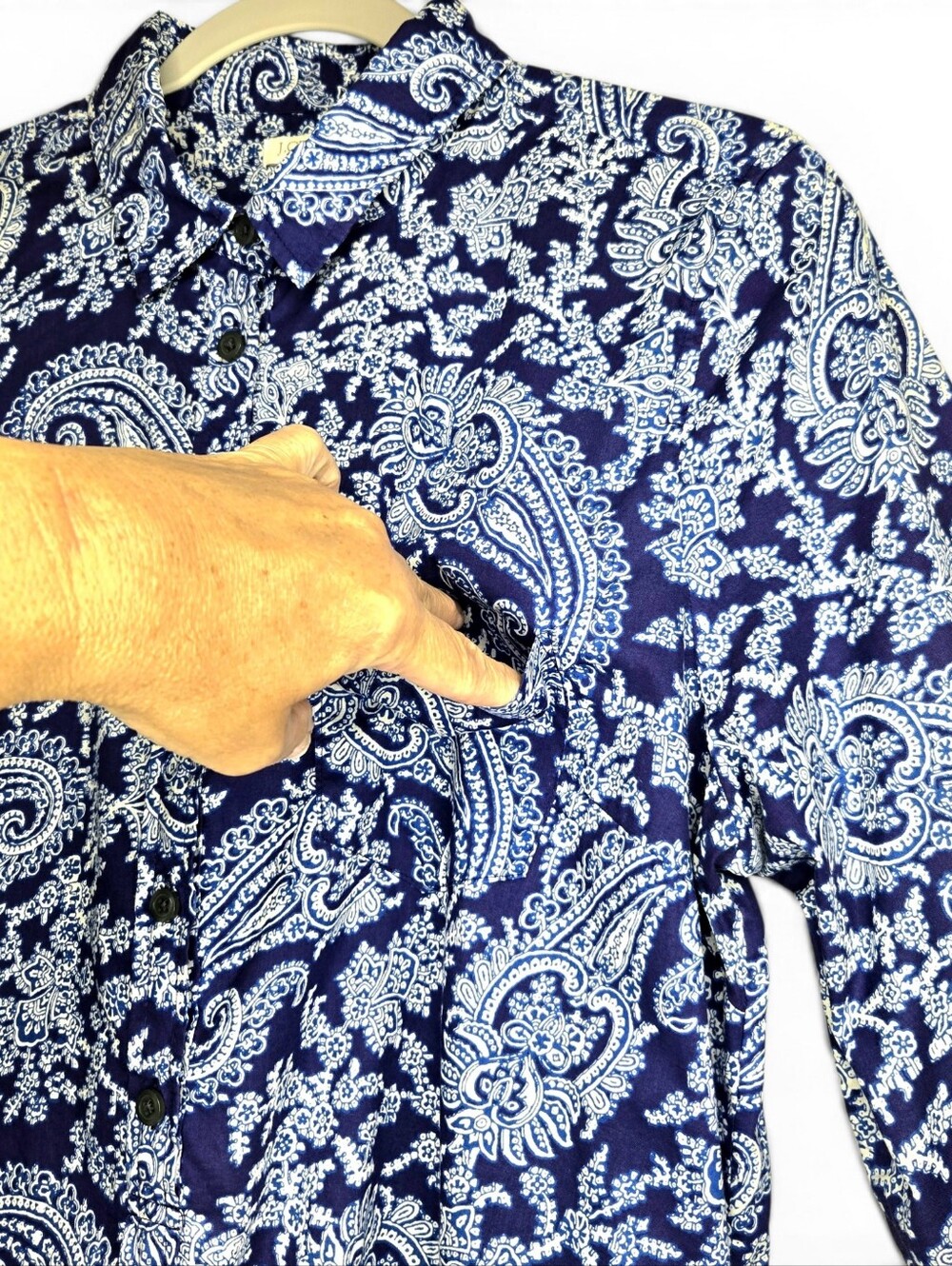 J. Crew Paisley Print button down shirt. Blue/white. Size Large - Picture 9 of 12